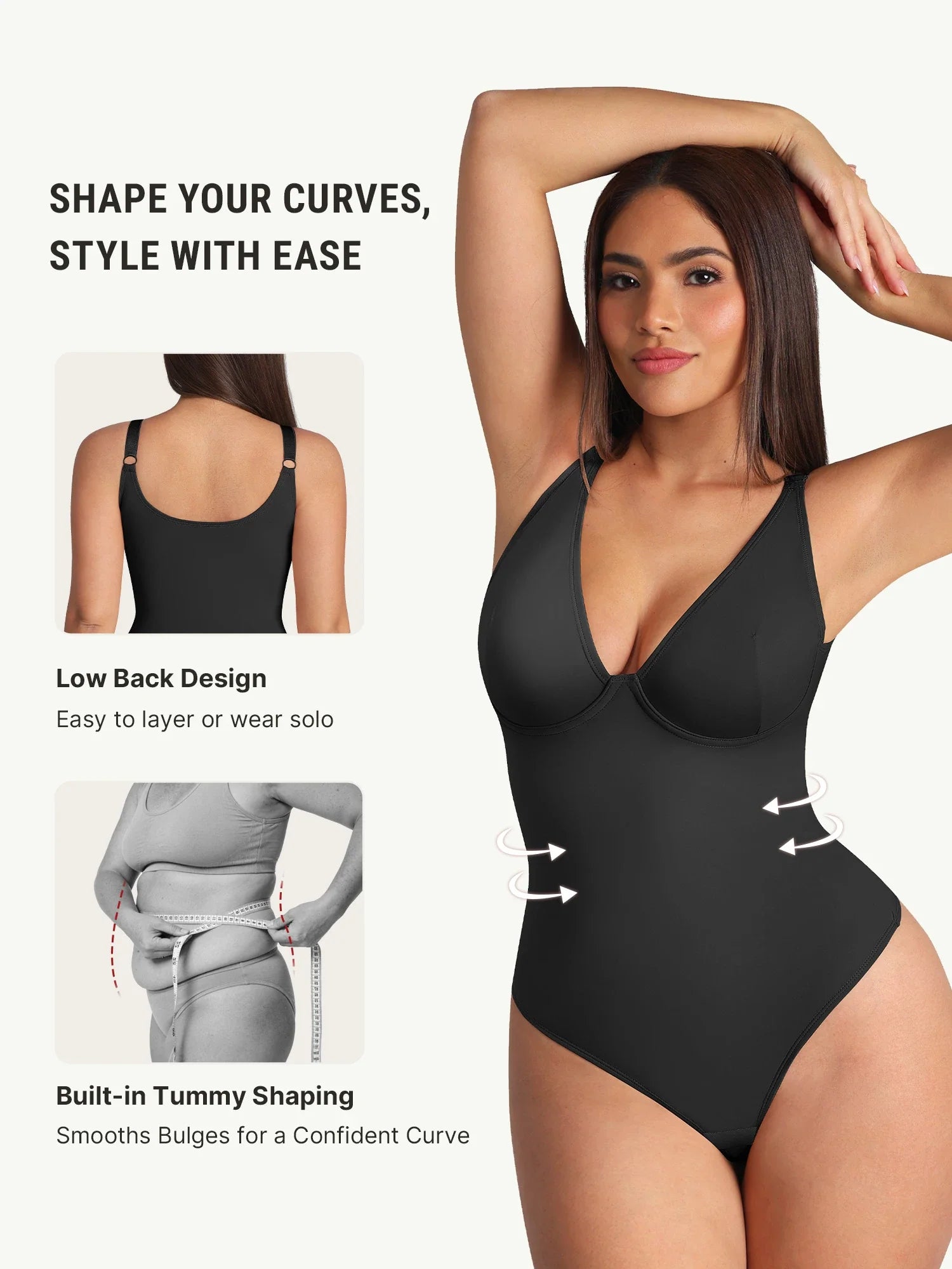 V-Neck Tummy Control Sculpt Bodysuit